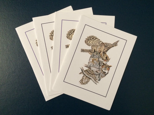 Great Horned Owl Card Pack (Set of 4) 4