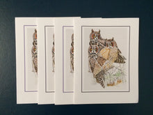 Load image into Gallery viewer, Long-eared Owl Card Pack (Set of 4) 4&quot; x 5&quot;